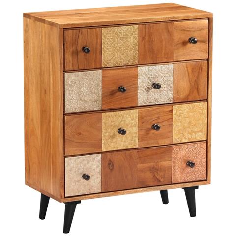 Cassettiera 60x30x75 cm in Legno Massello d'Acacia - Foto 2