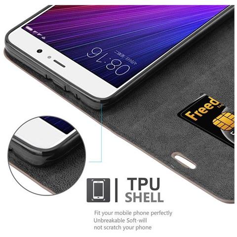 Custodia Compatibile Con Xiaomi Mi 5s Plus In Bruno Caffè - Coperchio Protettiva Con Chiusura Magnetica, Funzione Stand E Tasca Per Le Carte - Foto 2