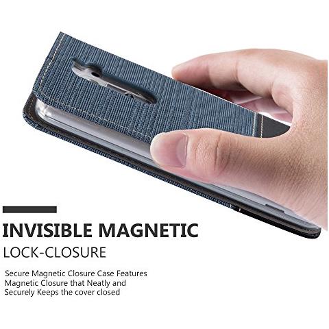 Custodia Compatibile Con Lg G2 In Blu Scuro Nero - Coperchio Protettiva Con Chiusura Magnetica, Funzione Stand E Tasca Per Le Carte - Foto 2