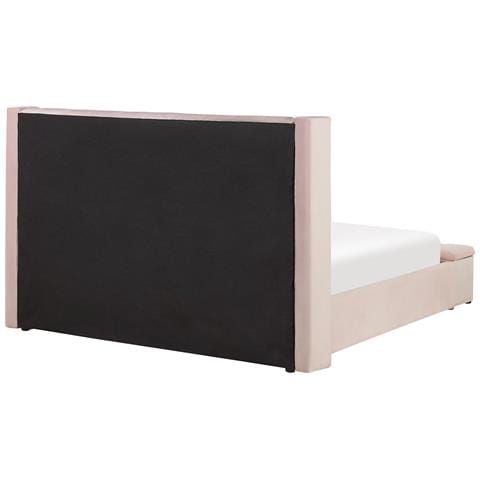 Letto Matrimoniale In Velluto Rosa Pastello Con Cassapanca 160 X 200 Cm Noyers - Foto 17