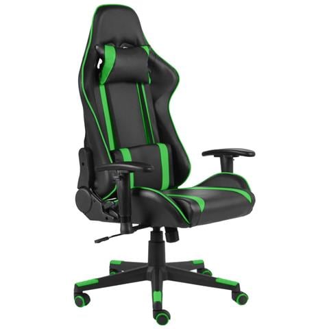 Sedia Da Gaming Girevole Verde In Pvc - Foto 1