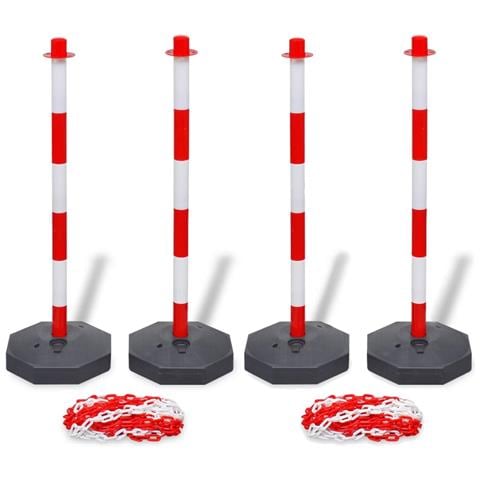 Set Stradale con 4 Pali e 2 Catene in Plastica 10 m Ciascuna - Foto 1