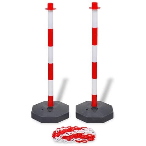 Set Stradale con 4 Pali e 2 Catene in Plastica 10 m Ciascuna - Foto 4