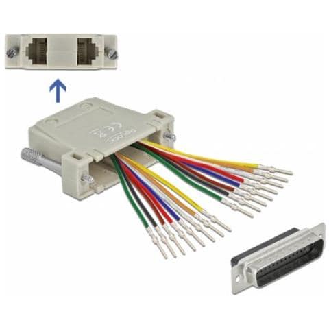 Spina A Crimpare D-sub Hd A 44 Pin Su 2 Prese Rj45 Con Kit Di Montaggio Beige - Foto 1