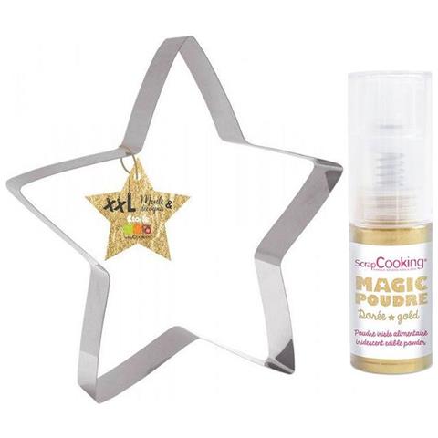 Tagliabiscotti Xxl In Acciaio Inox Stella + Polvere Alimentare Dorato - Foto 1