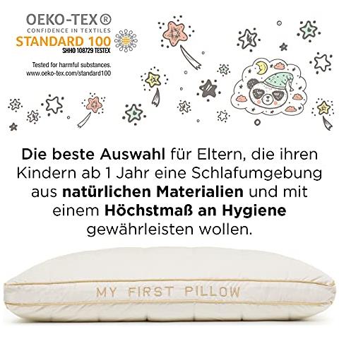 Cuscino Per Bambini Piccoli, 40x60cm - 100% Cotone Naturale - Morbido, Regolabile In Altezza, Lavabile, Ipoallergenico, Certificato Oekotex-100 - Per 12 Mesi E Oltre - Foto 2