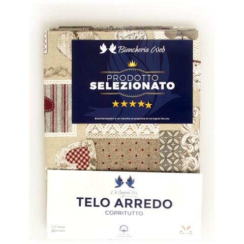 Telo Arredo Granfoulard Copritutto Cotone Made Italy Vari Disegni Arredatutto Copriletto Multiuso 2 Piazze Margot Rosso - Foto 5