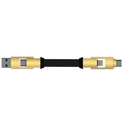 Cavo Multiconnettore inCharge 6 USB-C / Lightning / Micro USB Portachiavi Colore Oro - Foto 2
