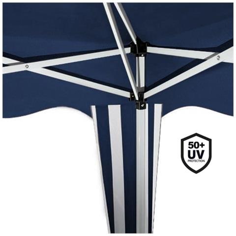 Gazebo 3x3 Pieghevole Blu Impermeabile Richiudibile Tendone Giardino Con Sacca - Foto 5