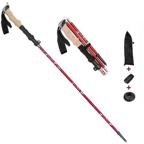 Bastone Da Trekking In 5 Sezioni Con Lunghezza Regolabile Red - Foto 1