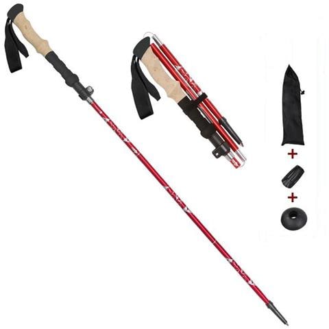 Bastone Da Trekking In 5 Sezioni Con Lunghezza Regolabile Red - Foto 10