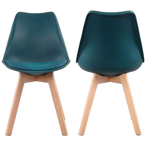 Set Di 2 Sedie Scandinave Nora Blu Con Cuscino - Foto 11