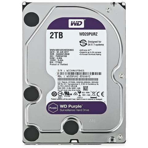 Hard Disk per Sistema di Sorveglianza WD22PURZ 2 TB 3.5" Interfaccia ATA Velocità 180 TB /anno - Foto 1
