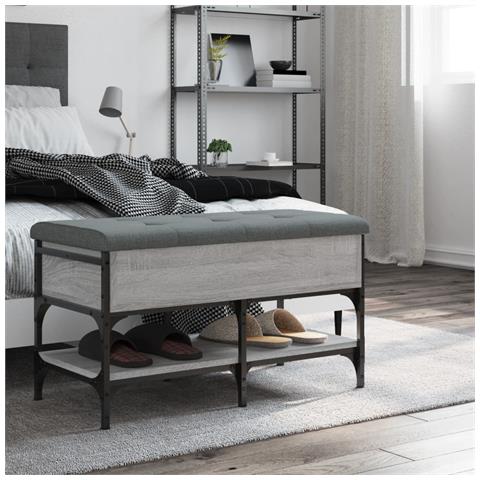 Panca Porta Scarpe Grigio Sonoma 82x42x45 Cm Legno Multistrato - Foto 3