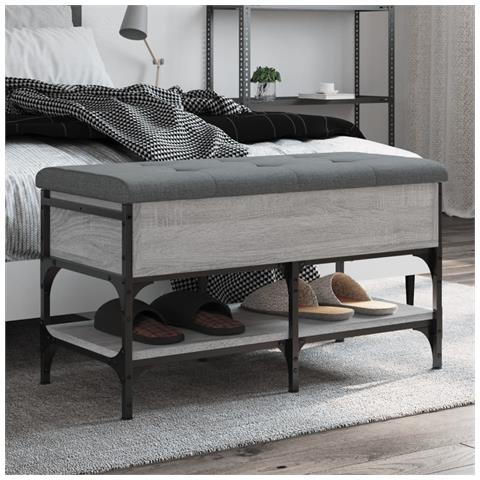 Panca Porta Scarpe Grigio Sonoma 82x42x45 Cm Legno Multistrato - Foto 1