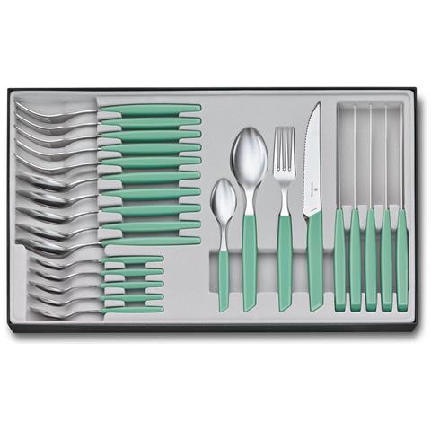 Modern set di posate 24 pz Verde, Colore menta - Foto 1
