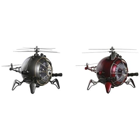 Orologio Da Tavolo Dkd Home Decor 23 X 33,5 X 22 Cm Cristallo Rosso Argentato Ferro (2 Unità) - Foto 1