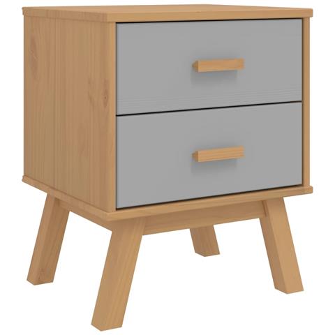 Comodino Olden Grigio E Marrone In Legno Massello Di Pino - Foto 2