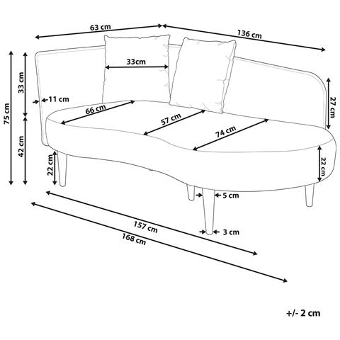 Chaise Longue Versione Sinistra Chaumont Velluto Grigio Chiaro - Foto 2