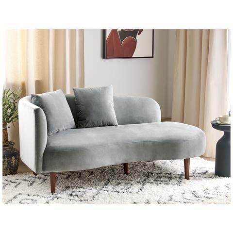 Chaise Longue Versione Sinistra Chaumont Velluto Grigio Chiaro - Foto 1