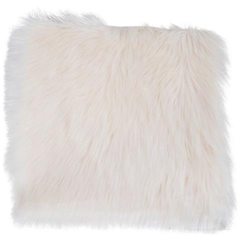 Pouf Lambskin - Bianco - Poliestere - 40x40x6,5 Cm - Foto 1