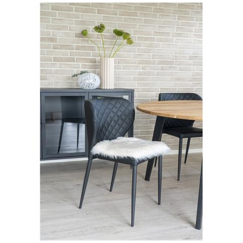 Pouf Lambskin - Bianco - Poliestere - 40x40x6,5 Cm - Foto 2