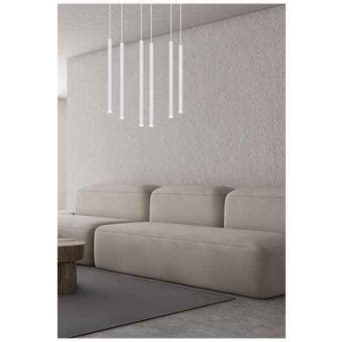 Lampada A Sospensione Selter - Bianco - Acciaio Verniciato A Polvere - 59x120x22 Cm - Foto 8