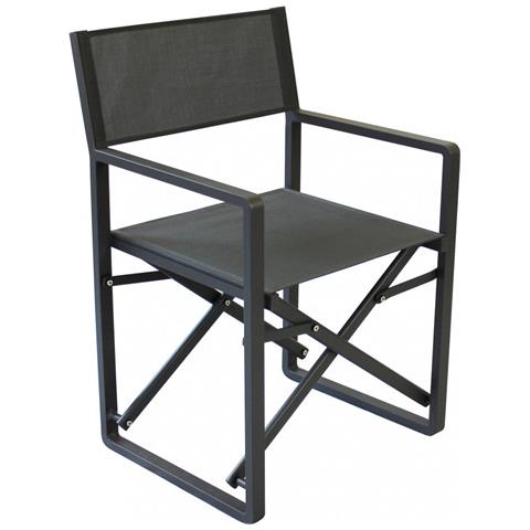 Sedia Poltrona Regista Chiudibile Salvaspazio In Alluminio E Textilene Ideale Per Esterni E Campeggio Plus - Black - Foto 1