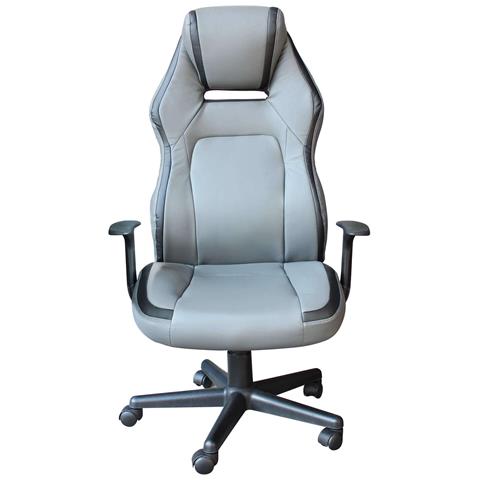 Poltrona Da Ufficio E Gaming Ergonomica In Pelle Grigio Chiaro Misano - Foto 2