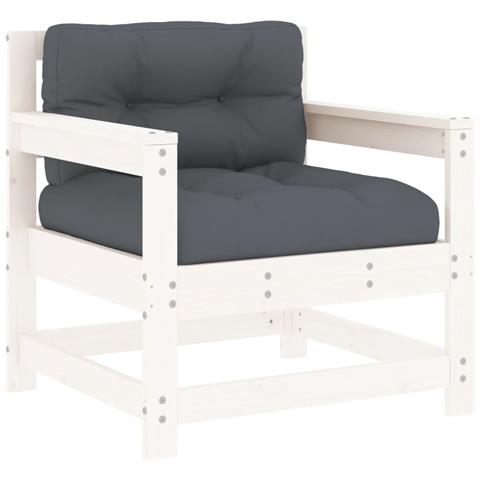 Sedie Da Giardino Con Cuscini 2pz Legno Massello Di Pino Bianco - Foto 2