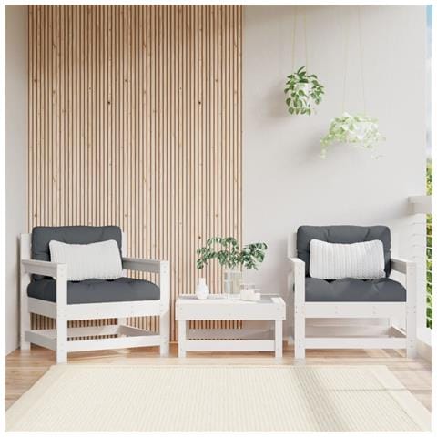 Sedie Da Giardino Con Cuscini 2pz Legno Massello Di Pino Bianco - Foto 8