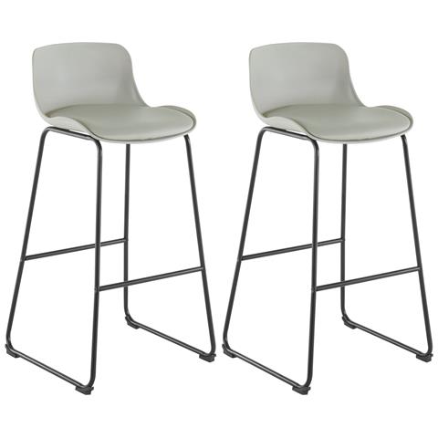 Jasmin Set Di 2 Sgabelli Imbottiti In Pu Grigio Chiaro - Foto 1