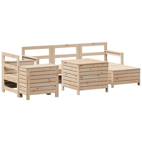 Set Divani Da Giardino 7 Pz In Legno Massello Di Pino - Foto 1