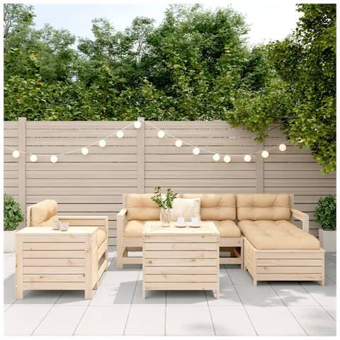 Set Divani Da Giardino 7 Pz In Legno Massello Di Pino - Foto 2