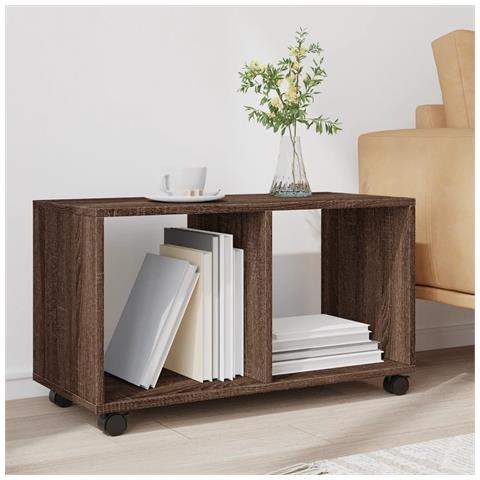Mobiletto Con Ruote Rovere Marrone 72x33x42,5 Cm In Truciolato - Foto 3