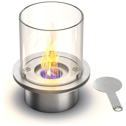 Bruciatore Tondo Con Vetro Per Camino A Bioetanolo Biocamino Inox 1,5 Lt D. 25 - Foto 1