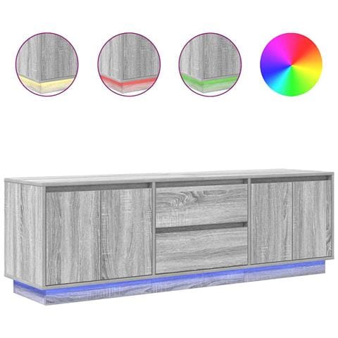 Mobile Porta TV con Luci LED Grigio Sonoma 160,5x41x50 cm - Foto 1