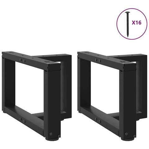 Gambe Tavolino Da Caffè A T 2 Pz Nero 50x25x(30-31) Cm Acciaio - Foto 3