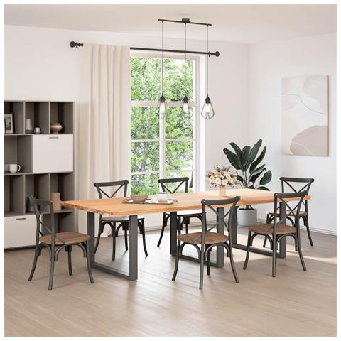 Gambe Tavolo Pranzo A U 2 Pz Antracite 100x(72-73)cm In Acciaio - Foto 2