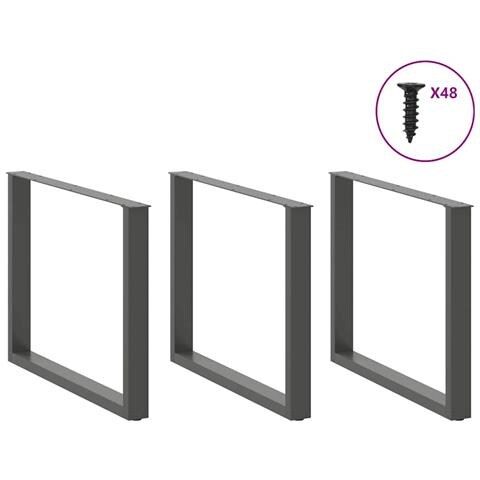 Gambe Tavolo Pranzo A U 2 Pz Antracite 100x(72-73)cm In Acciaio - Foto 3