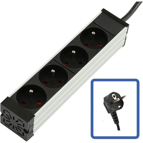 Logon Professional Power Strip 10"" - 4way - Aluminium Finish - 2m Cable (tups039) - Foto 1