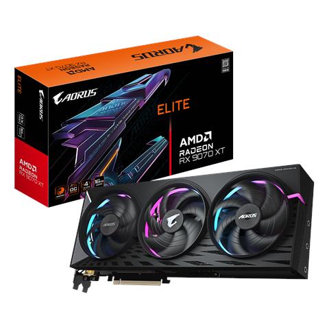 AORUS Radeon RX 9070 XT ELITE 16G Scheda Grafica - 16 GB GDDR6, 256 bit, PCI-E 5.0, 3100 MHz Frequenza Base, 2 x DisplayPort, 2 x HDMI, GV-R9070XTAORUS E-16GD - Foto 1