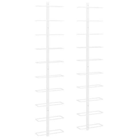 Portavini Da Parete Per 10 Bottiglie 2 Pz Bianco In Metallo - Foto 1