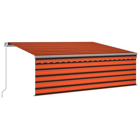 Tenda Sole Retrattile Manuale Con Led 4,5x3m Arancione Marrone - Foto 1