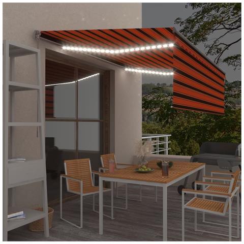 Tenda Sole Retrattile Manuale Con Led 4,5x3m Arancione Marrone - Foto 7