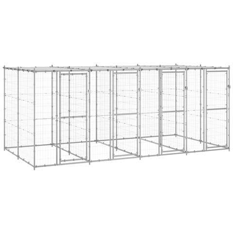 Gabbia Per Cani Da Esterno In Acciaio Zincato Con Tetto 9,68m² - Foto 2