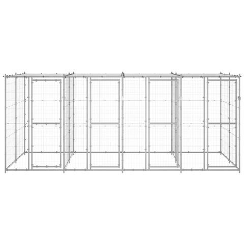 Gabbia Per Cani Da Esterno In Acciaio Zincato Con Tetto 9,68m² - Foto 1