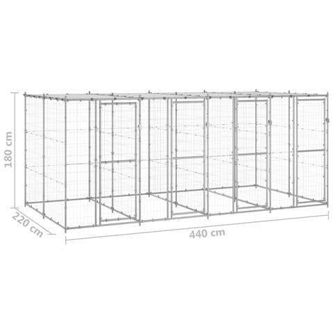 Gabbia Per Cani Da Esterno In Acciaio Zincato Con Tetto 9,68m² - Foto 6