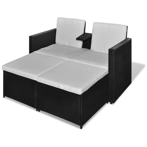 Lusso Casadino -  Set Divani Da Giardino 4 Pz Con Cuscini In Polyrattan Nero - Foto 1