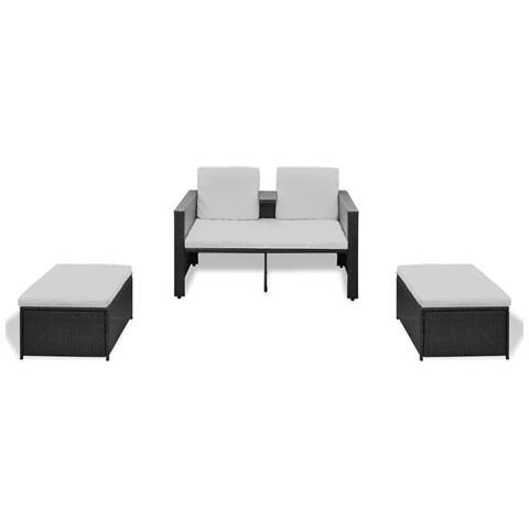 Lusso Casadino -  Set Divani Da Giardino 4 Pz Con Cuscini In Polyrattan Nero - Foto 2